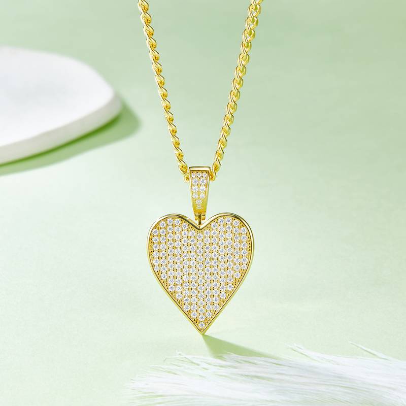 红桃嘻哈项链S925银吊坠莫桑钻厘石D级1.2CT
